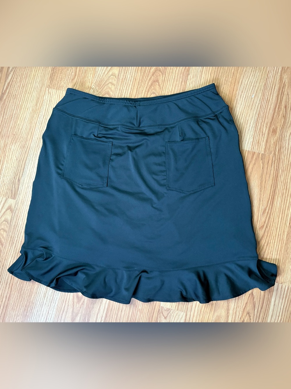 Black Athletic Skirt with shorts & Ruffle Hem - Picture 6 of 10